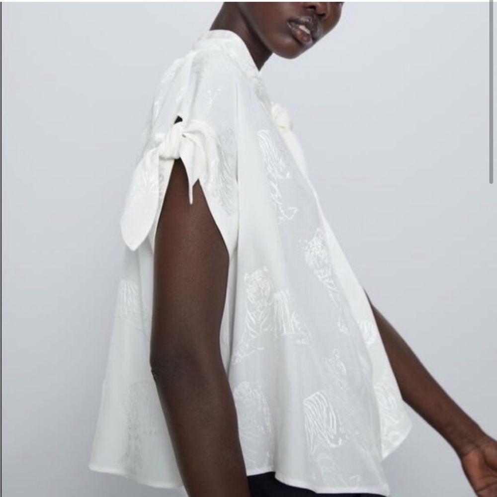 Zara White Tiger Blouse